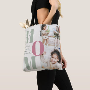Modern Mother's Day Photo Collage   MOM Letters - Tote Bag