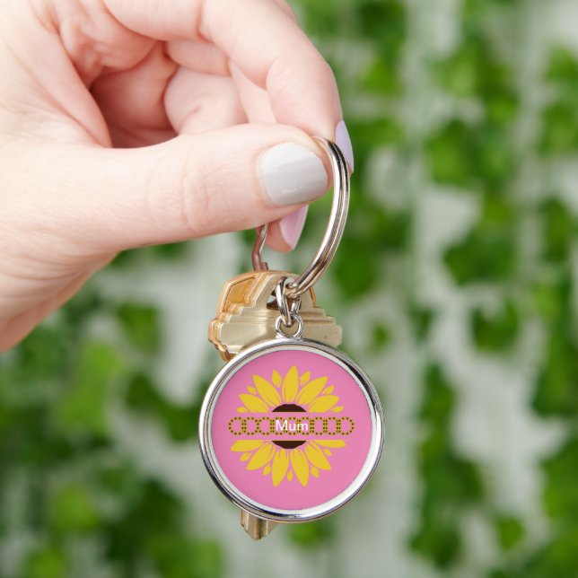 Modern Mother's Day Sunflower  Key Ring (Hand)