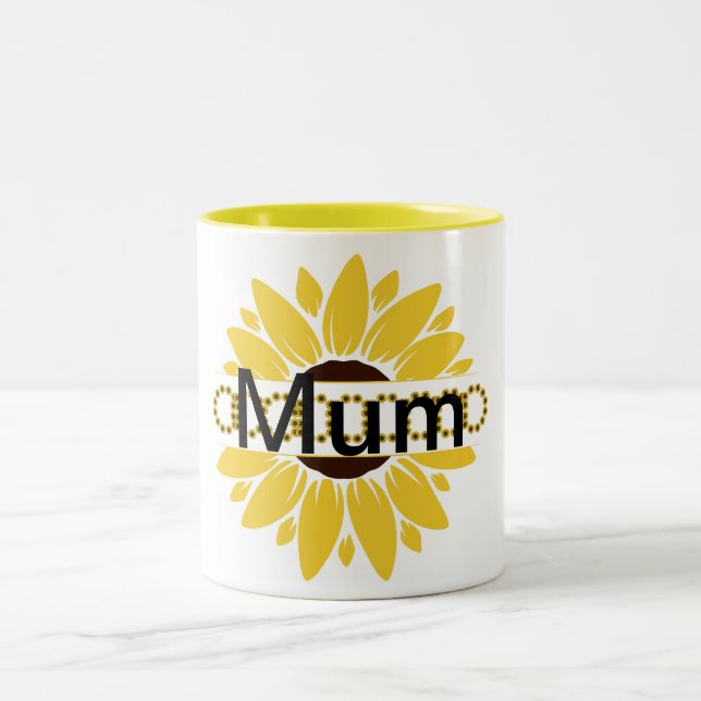 Modern Mother's Day Sunflower Two-Tone Coffee Mug (Center)