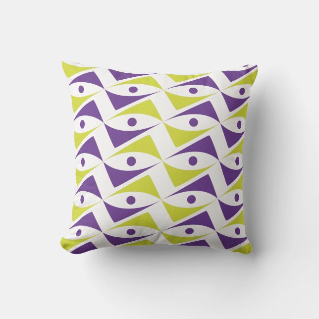 Modern Motif Purple & Chartreuse| Yellow-Green Cushion (Front)