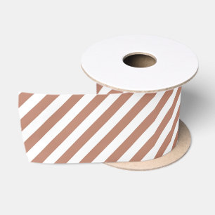 Modern Motion: Dynamic Brown & White Stripes Satin Ribbon