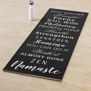 Modern Motivational Words Black and White Yoga Mat