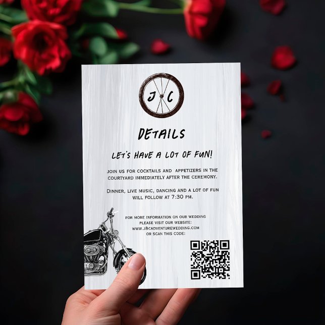Modern Motorcycle Adventure Wedding Details Enclosure Card (Creator Uploaded)