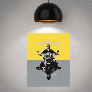 Modern Motorcycle Rider Colorblock Art Poster