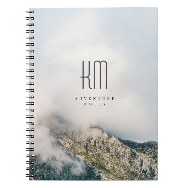Modern Mountain Adventure Monogram (for men) Notebook (Front)