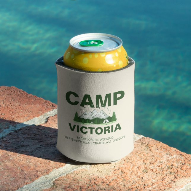 Modern Mountain Camping Bachelorette Party Can Cooler (In Situ Pool)