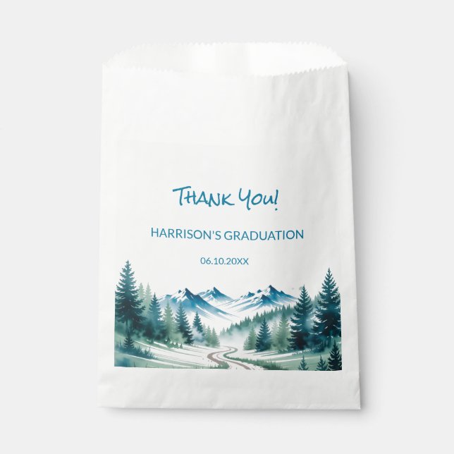 Modern Mountain Graduation Party Favour Bag (Front)