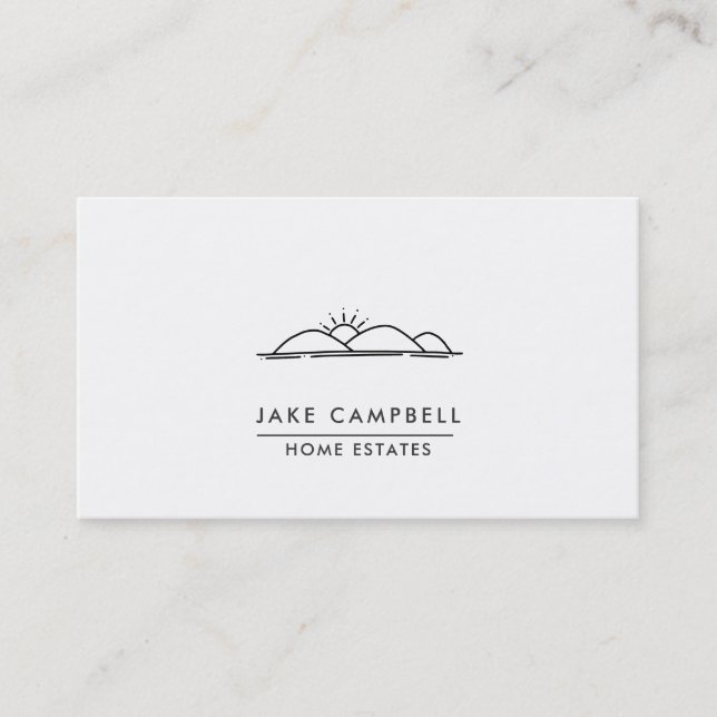Modern Mountain Landscape Sun | Business Card (Front)