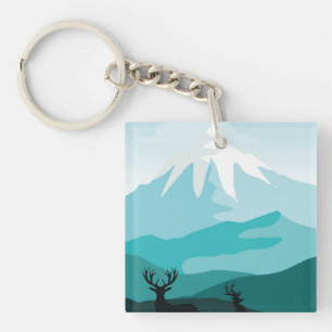 Modern mountain painting key ring