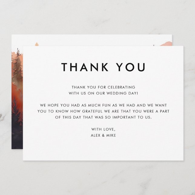 Modern Mountain Wedding Digital Thank You Card (Front/Back)