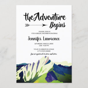 Modern Mountain Woodland Forest Bridal Shower Invitation