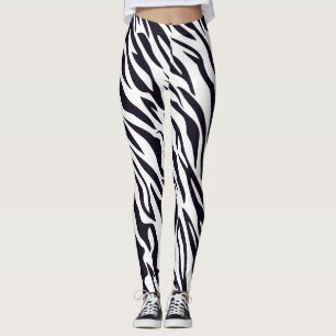 Modern Mountain Zebra Print Pattern Leggings