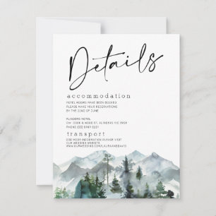 Modern Mountains Wilderness Wedding Details Card