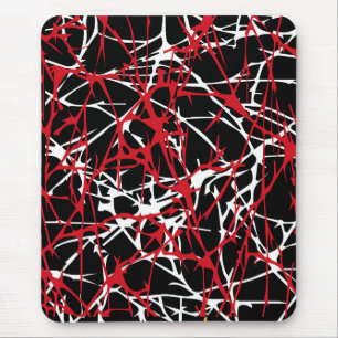 Modern mousepad, abstract, black, red, white mouse pad