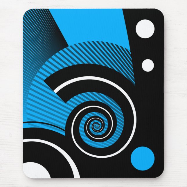 Modern mousepad, abstract, blau, white, black mouse pad (Front)