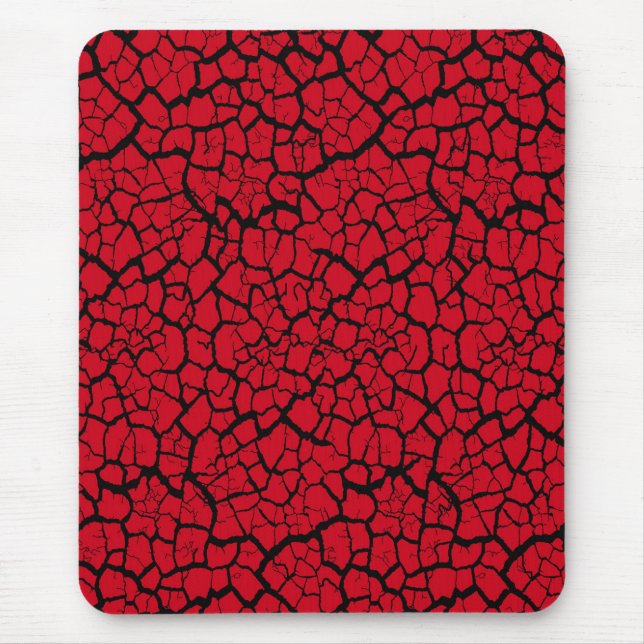 Modern mousepad, black, red, cracked, mouse pad (Front)