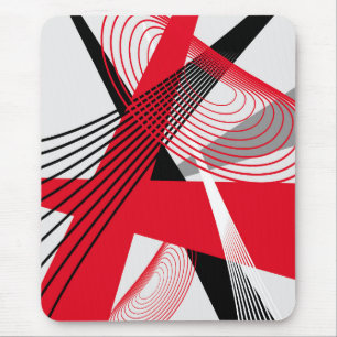 Modern mousepad, black, red, grey, white, abstract mouse pad