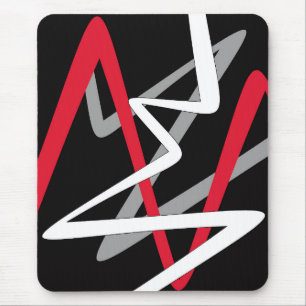 Modern mousepad, black, red, grey, white, abstract mouse pad