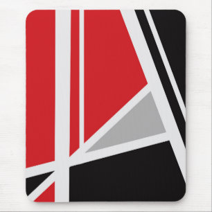 Modern mousepad, black, red, grey, white, abstract mouse pad