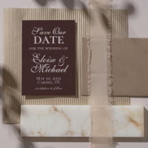 Modern Mousse Brown Vertical Photo Save the Date