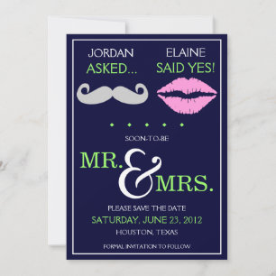 Modern Moustache Lips Mr. & Mrs. Save the Date