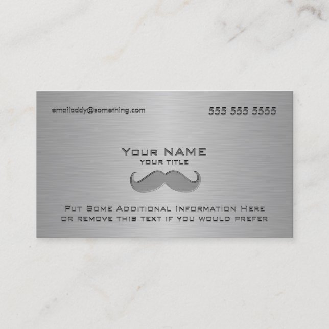 Modern Moustache Metallic print Business Card (Front)