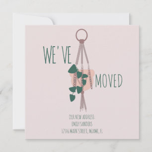 Modern Moved NEW HOME Address Hanging Plants  Card