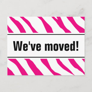 Modern moving postcards with pink zebra stripes