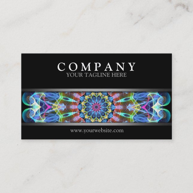 Modern Moving Scrolls Mandala Business Card (Front)
