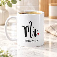 Modern Mr Calligraphy Heart Monogram