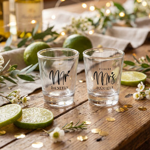 Modern Mr Engagement Name Shot Glass