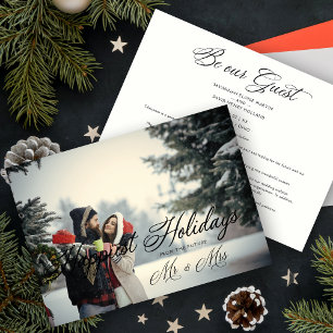 Modern Mr & Mrs Happiest Holidays Christmas Couple Save The Date