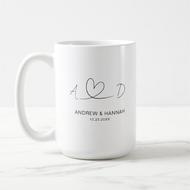 Modern Mr Mrs Wedding Bride Groom Bridal Shower Coffee Mug (Left)