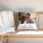 Modern Mr & Mrs Wedding Photo Throw Pillow<br><div class="desc">Customise this modern "Mr. & Mrs." wedding photo pillow with your own photo and text. Makes a great gift!</div>