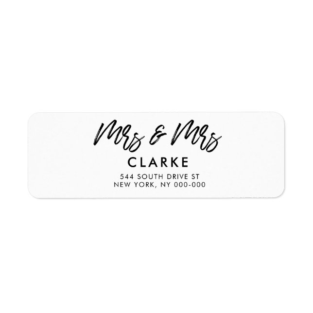 Modern Mrs & Mrs lesbian wedding return address Label (Front)
