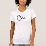 Modern Mrs. Wedding Newlywed T-Shirt<br><div class="desc">Modern black script "Mrs." women's wedding tee shirt customised with brides new married last name.</div>