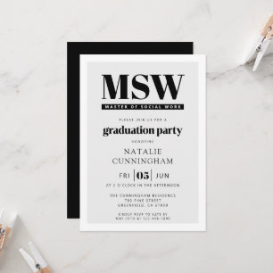 Modern MSW Master of Social Work Graduation Invitation