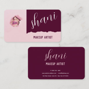 Modern MUA Business Card in Burgundy Theme Edita