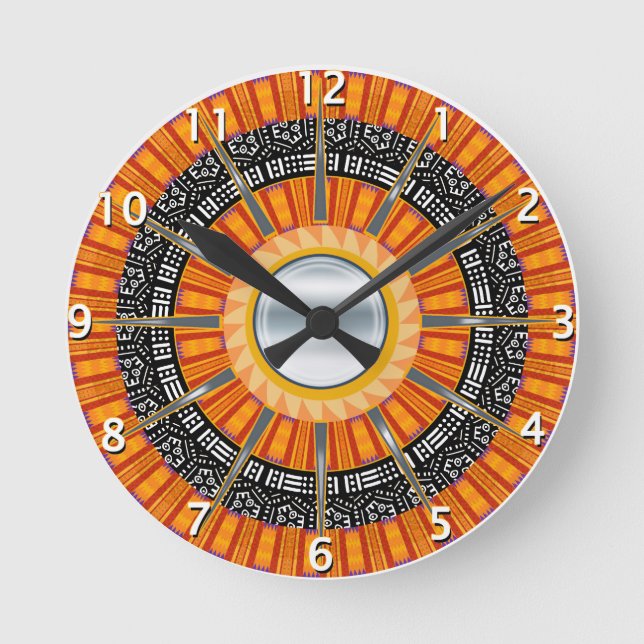 Modern Mud Cloth Kente Pattern Wall Clock (Front)
