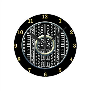 Modern Mud Cloth Pattern Wall Clock