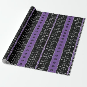 Modern Mudcloth Black And Purple  Wrapping Paper