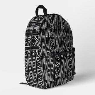 Modern Mudcloth Black And White Printed Backpack