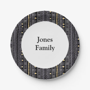 Modern Mudcloth Family Reunion Paper Plate