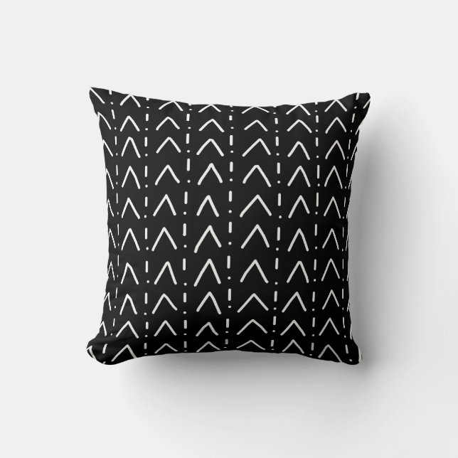 Modern Mudcloth Inspired Patterned Throw Pillow (Front)