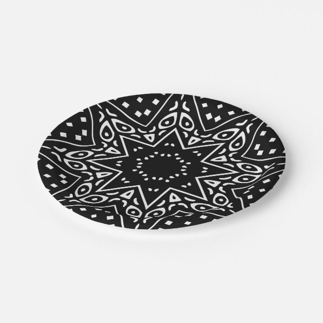 Modern Mudcloth Pattern Paper Plate (Angled)