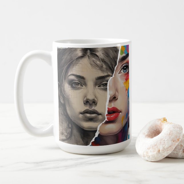 Modern Mug Design | Two face shade design for mug (With Donut)