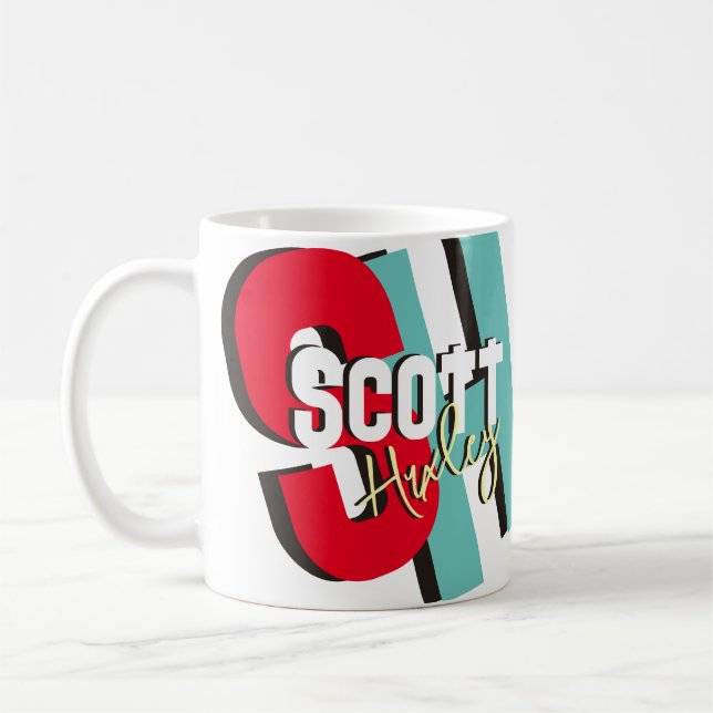 Modern Mug with Bold Colour Monogram (Left)