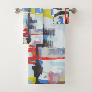 Modern Multi-Color Abstract Styled Bath Towel Set