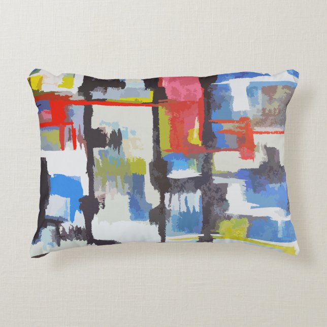 Modern Multi-Colour Abstract Colourful Decorative Cushion (Front)
