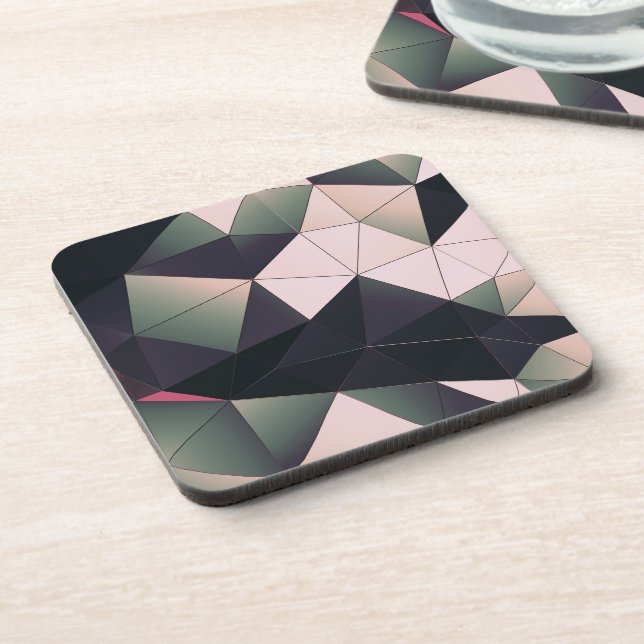 Modern Multi-Colour Polygons Hard Coasters (Left Side)